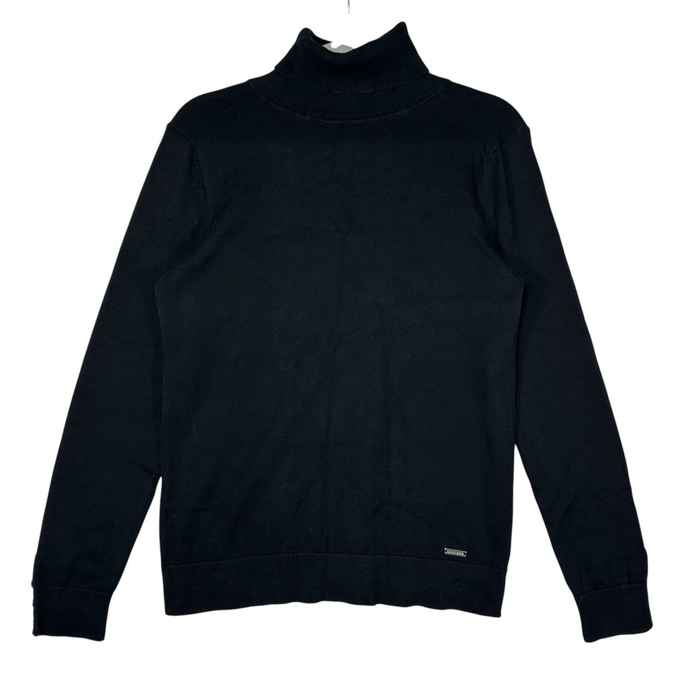 Tommy‎ Hilfiger Turtleneck Sweater M Black Cotton Knit Pullover Classic Preppy